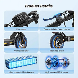 Acheter Scooter Électrique iScooter W9 Air — 800W, 48V 10Ah, IPX4