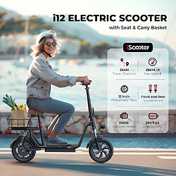 Avis Scooter Électrique iScooter i12 — 500W, 12", Siège+Pannier, 35 km