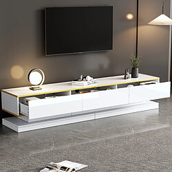Avis MIVRAY Meuble TV avec 3 tiroirs - 200x40x40 cm - Bois blanc chaud