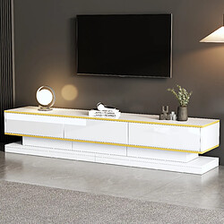Acheter MIVRAY Meuble TV avec 3 tiroirs - 200x40x40 cm - Bois blanc chaud