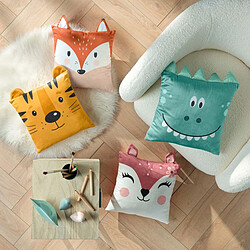 Douceur D'Interieur Coussin Déco Enfant en Velours Roxy 40x40cm Orange pas cher