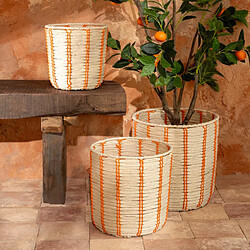 Avis Paris Prix Lot de 3 Paniers de Rangement Trenton 35cm Naturel & Orange
