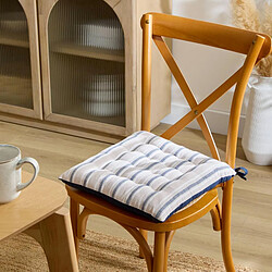Avis Atmosphera Galette de Chaise à Rayures Groove 38x38cm Bleu Marine
