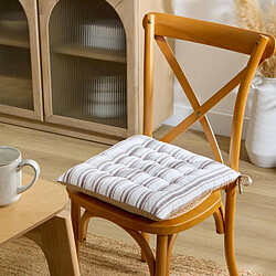 Avis Atmosphera Galette de Chaise à Rayures Groove 38x38cm Beige