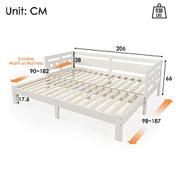 Avis Lit Gigogne Extensible 90x200 cm - Modenvie - 2 couchages en bois blanc
