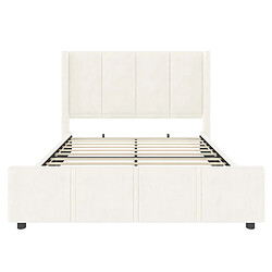 Acheter Lit Double 160x200 cm Modenvie avec USB et hautes têtes en velours beige