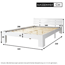 Avis Lit Double 140x200 cm Modenvie rangement sommier inclus Blanc sans matelas