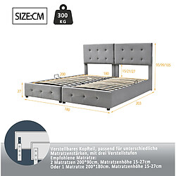 Avis Lit Coffre Modenvie 180x200 cm gris avec rangement hydraulique