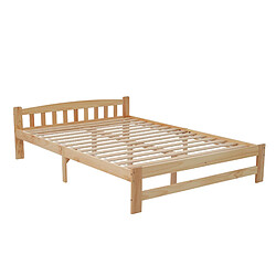 Acheter Lit Double 140x200 cm Modenvie sommier à lattes inclus bois massif naturel