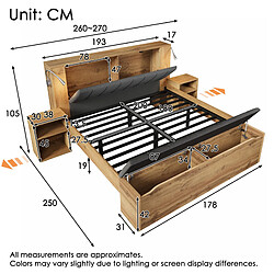 Avis Lit Double 180x200 cm Modenvie rangement LED USB Chene