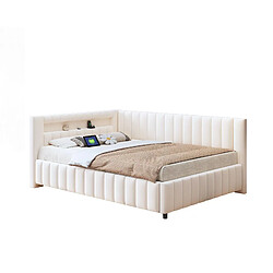 Canapé-Lit d'Angle Modenvie 140x200 cm avec LED et USB - Beige pas cher