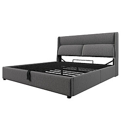 Acheter Lit Coffre 160x200 cm Modenvie avec tete de lit reglable - Gris