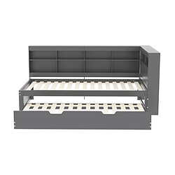Acheter Lit Banquette Modenvie 90x200 cm - rangement USB - Bois Massif - Gris