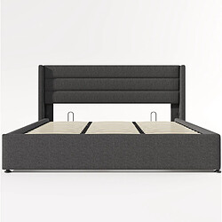 Acheter Lit Coffre 180x200 cm - Modenvie - rangement hydraulique - Lin - Gris