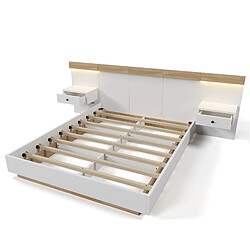 Acheter Lit Double Modenvie 140x200 cm avec LED, USB C et rangements