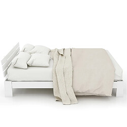 Lit Double 140x200 cm Modenvie rangement sommier inclus Blanc sans matelas pas cher