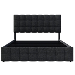 Acheter Lit Double Modenvie 140x200 cm avec 4 tiroirs et tête de lit réglable noir