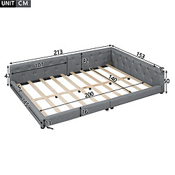 Avis Lit Banquette Modenvie 140x200 cm LED USB Type-C lin gris