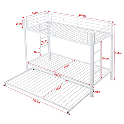 Avis Lit Superposé Enfant 90x200 cm - Modenvie - lit gigogne - métal - blanc