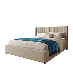 Lit Coffre Modenvie 160x200 cm avec rangement hydraulique en lin beige pas cher