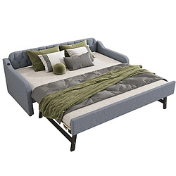 Lit Banquette Gigogne 90x200 cm Modenvie USB Gris pas cher
