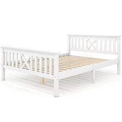 Acheter Lit Double 140x200 cm Modenvie avec sommier inclus et tête de lit X blanc