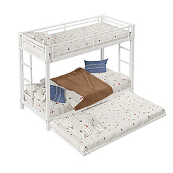 Lit Superposé Enfant 90x200 cm - Modenvie - lit gigogne - métal - blanc pas cher