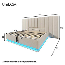 Avis Lit Coffre 180x200 cm Modenvie avec LED et USB-C en lin beige