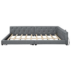 Acheter Lit Banquette Modenvie 140x200 cm LED USB Type-C lin gris