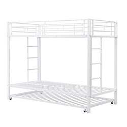 Acheter Lit Superposé Enfant 90x200 cm - Modenvie - lit gigogne - métal - blanc