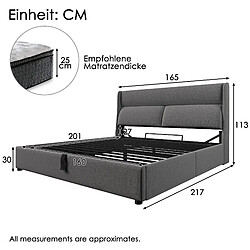 Avis Lit Coffre 160x200 cm Modenvie avec tete de lit reglable - Gris