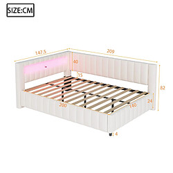 Avis Canapé-Lit d'Angle Modenvie 140x200 cm avec LED et USB - Beige