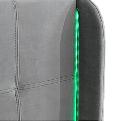 Lit Double Modenvie 140x200 cm LED 16 couleurs Velours Gris pas cher