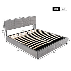 Avis Lit Coffre 180x200 cm - Modenvie - rangement hydraulique - Velours gris