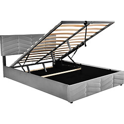 Acheter Lit Coffre 140x200 cm Modenvie rangement et tête réglable velours gris
