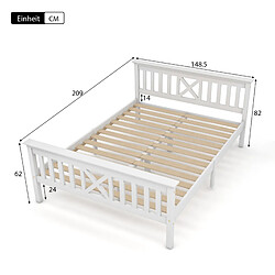 Avis Lit Double 140x200 cm Modenvie avec sommier inclus et tête de lit X blanc