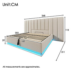 Avis Lit coffre Modenvie 180x200 cm avec LED et USB, lin beige