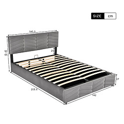 Avis Lit Coffre 140x200 cm Modenvie rangement et tête réglable velours gris