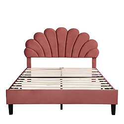 Acheter Lit Double 140x200 cm Modenvie sommier inclus tete de lit fleurie Rouge
