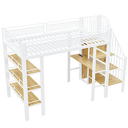 Acheter Lit mezzanine 90x200 cm Modenvie avec bureau et rangement blanc