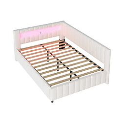 Acheter Canapé-Lit d'Angle Modenvie 140x200 cm avec LED et USB - Beige
