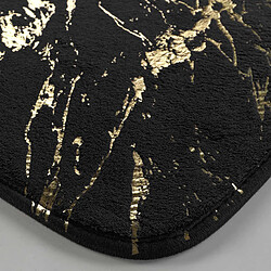 Avis Douceur D'Interieur Tapis de Bain Imprimé Aquamarbre 45x75cm Noir & Or