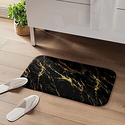 Douceur D'Interieur Tapis de Bain Imprimé Aquamarbre 45x75cm Noir & Or pas cher