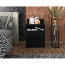 Avis Stiv-Meubles Table de chevet NOIRE 40 cm, 2 tiroirs, meuble de nuit pour chambre à coucher