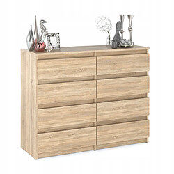 Avis Stiv-Meubles Commode moderne 120 cm Chêne Sonoma avec 8 tiroirs - Grand meuble de rangement pour salon