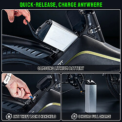 Avis ONEBOT Vélo électrique batterie amovible Samsung 80km autonomie moteur 250W 25km/h Shimano 6V