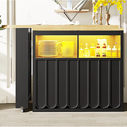 Avis STILVORA Table bar extensible 135-205/39/100 cm noire en MDF et verre avec LED et roulettes