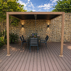 Concept Usine Pergola bioclimatique 4x3m adossée effet bois SIFNOS pas cher