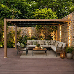Acheter Concept Usine Pergola bioclimatique 4x3m adossée effet bois SIFNOS