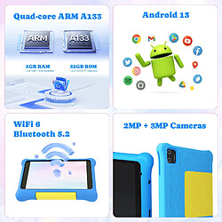 Avis byxsb Tablette Enfant 7" Android, 5 Go RAM, 32 Go ROM, Wi-Fi, Coque Bleue